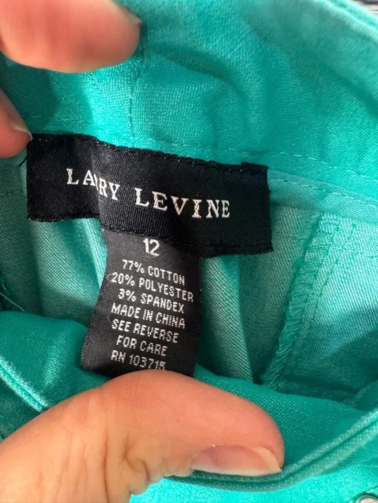 Larry Levine Green Spandex Blend Green Spring Pant Straight ankle Size 12 - Picture 5 of 5
